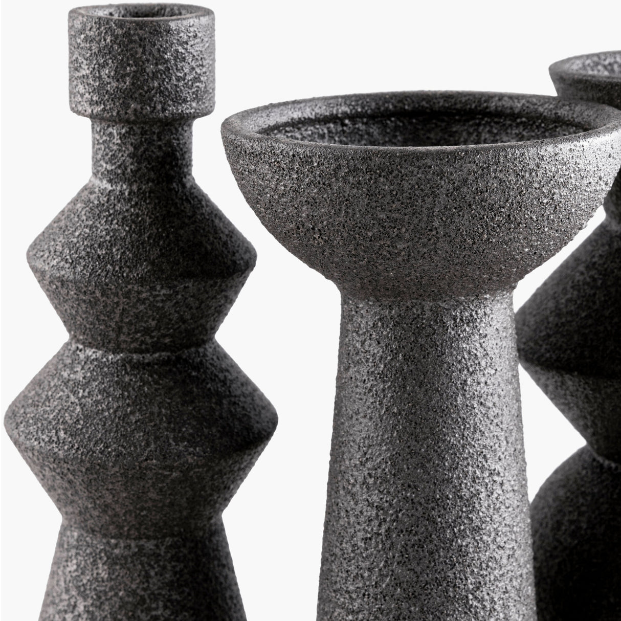 Modern European furniture - Black Ceramic Geometrical Vase Set (5) - www.oroa.com | Oroa.com