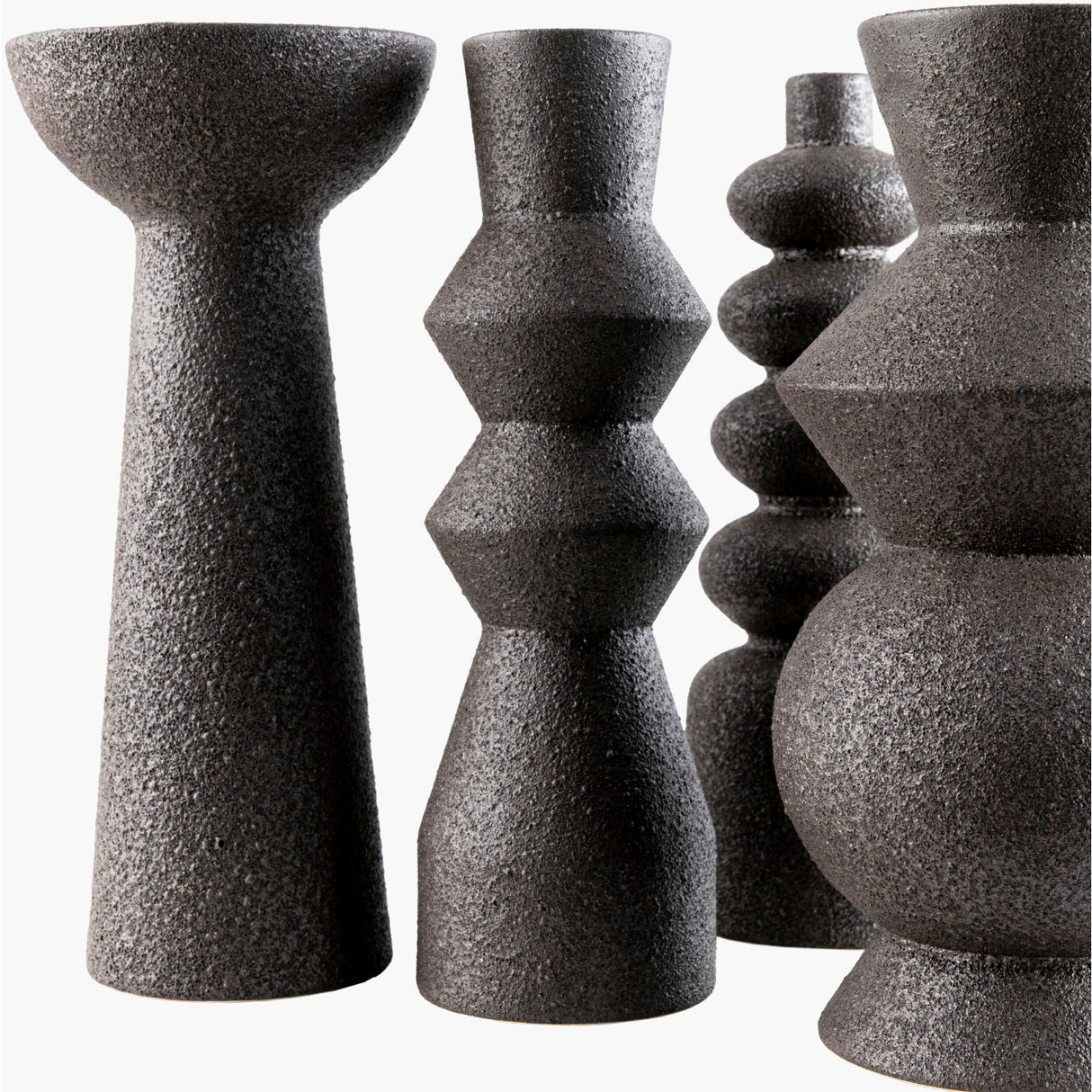 Modern European furniture - Black Ceramic Geometrical Vase Set (5) - www.oroa.com | Oroa.com