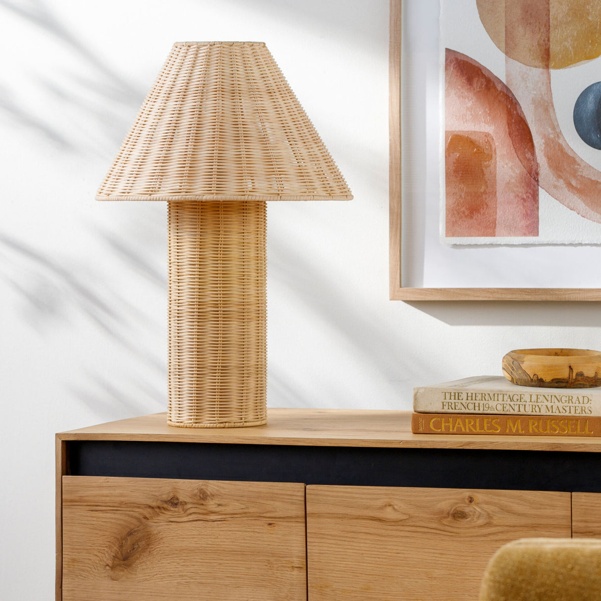Beige Rattan Accent Table Lamp | Oroa.com