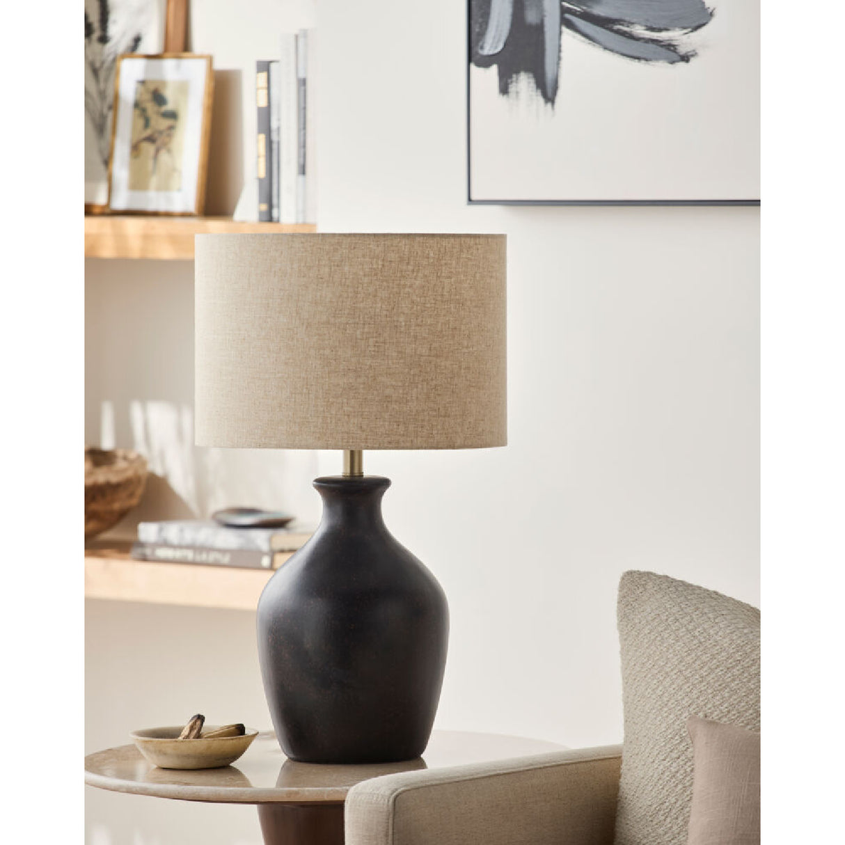 Modern European furniture - Linen Drum Shade Table Lamp - www.oroa.com | Oroa.com