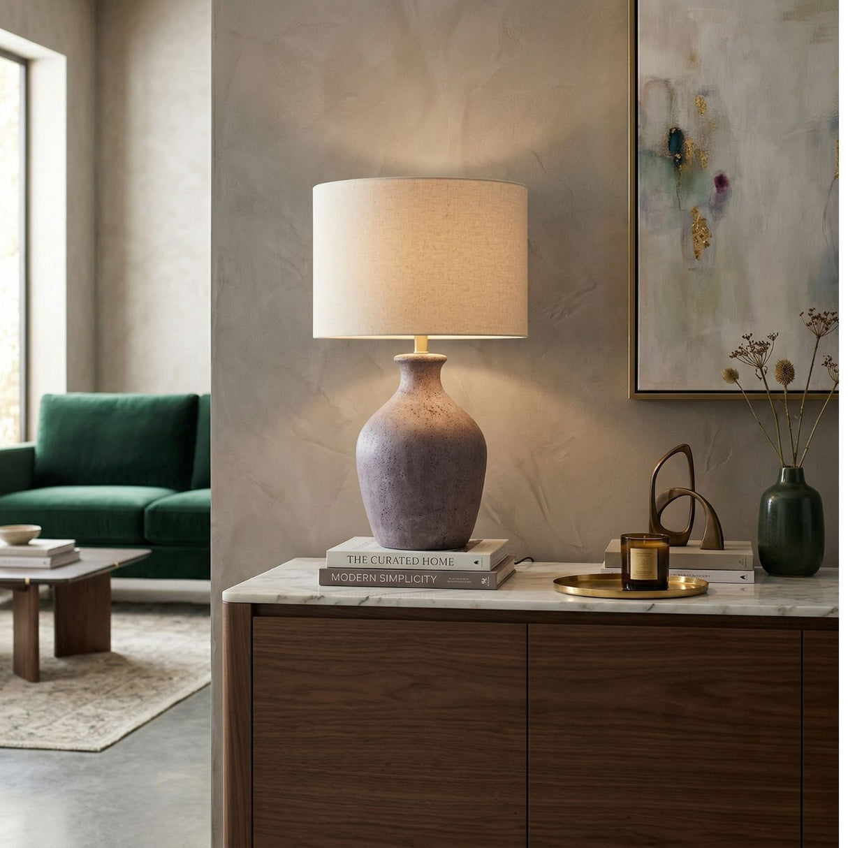 Modern European furniture - Linen Drum Shade Table Lamp - www.oroa.com | Oroa.com