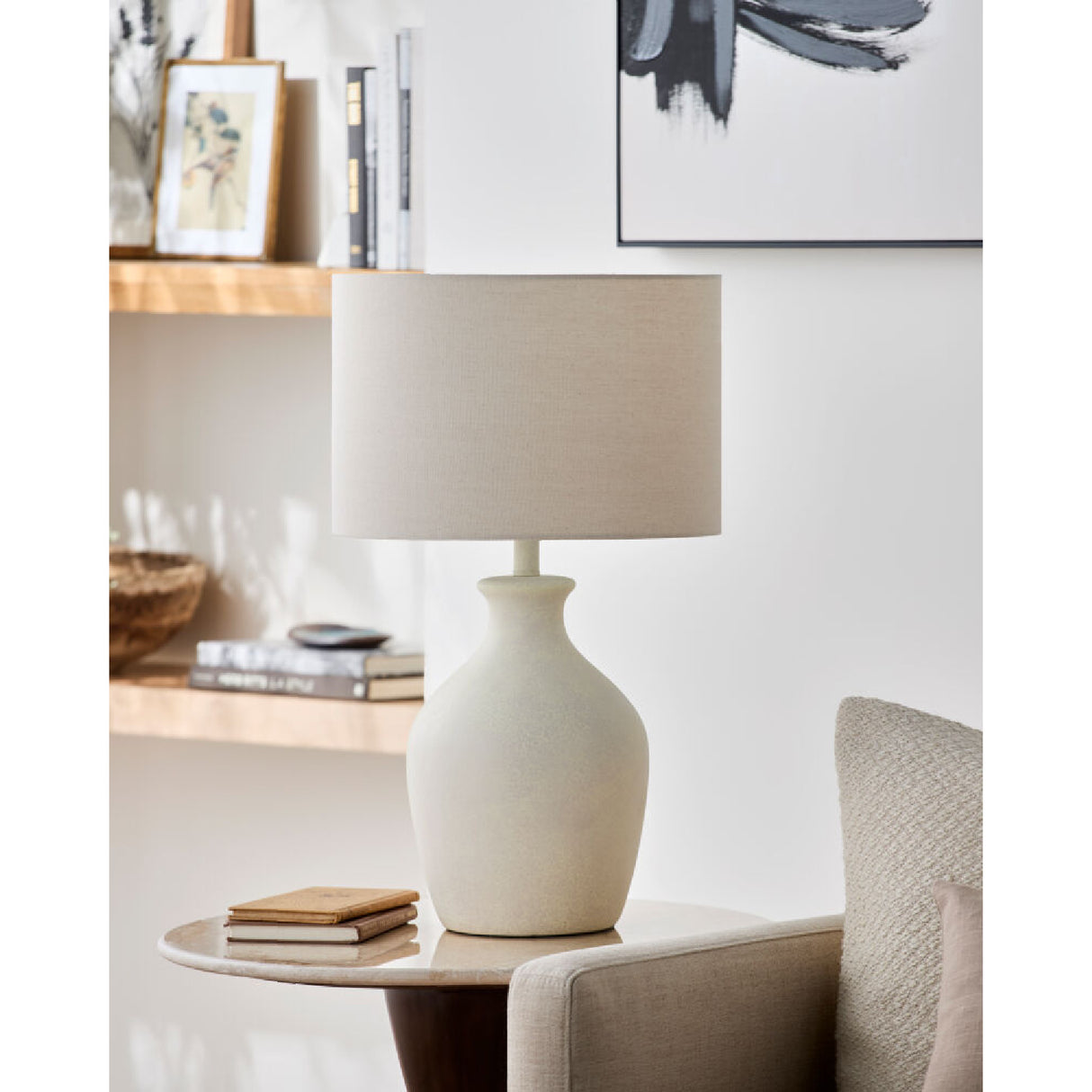 Modern European furniture - Linen Drum Shade Table Lamp - www.oroa.com | Oroa.com