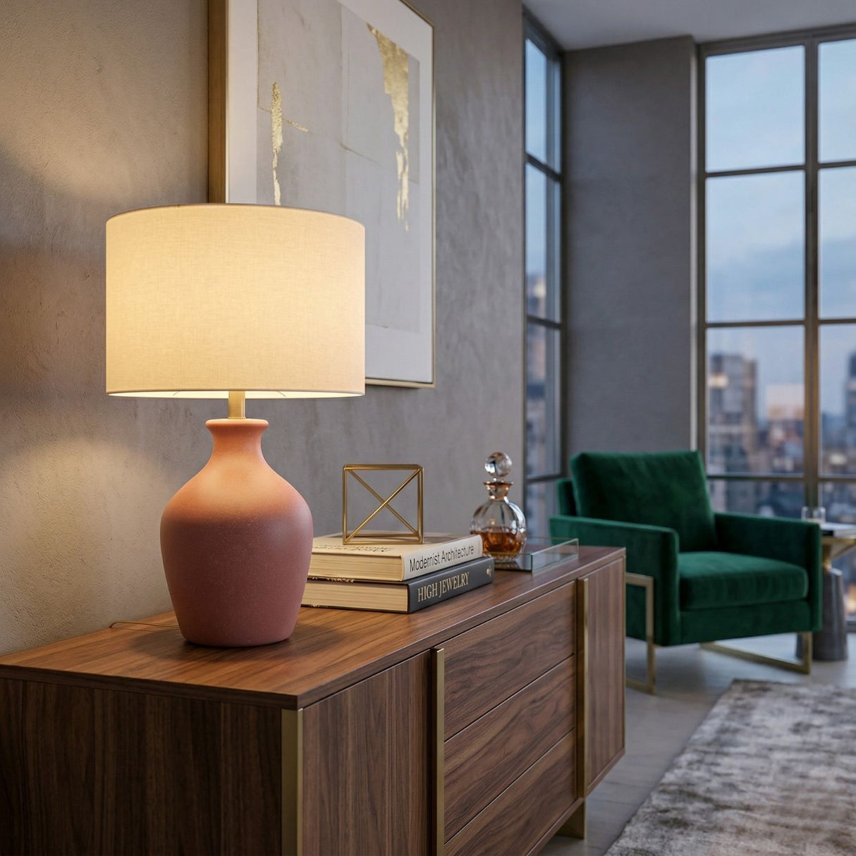 Modern European furniture - Linen Drum Shade Table Lamp - www.oroa.com | Oroa.com