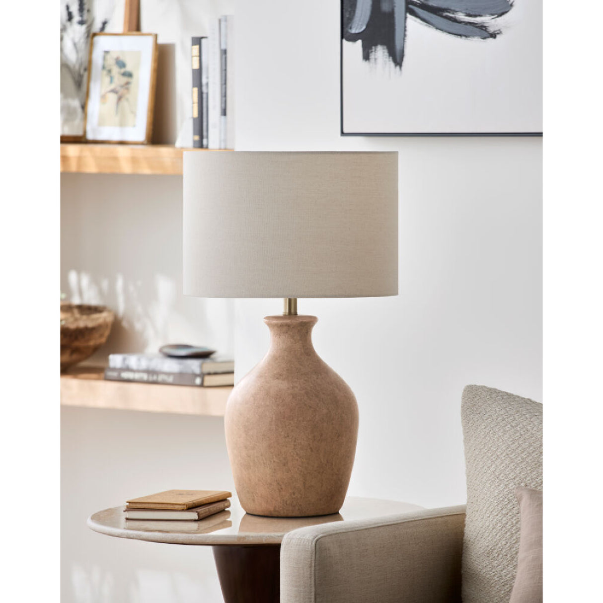 Modern European furniture - Linen Drum Shade Table Lamp - www.oroa.com | Oroa.com