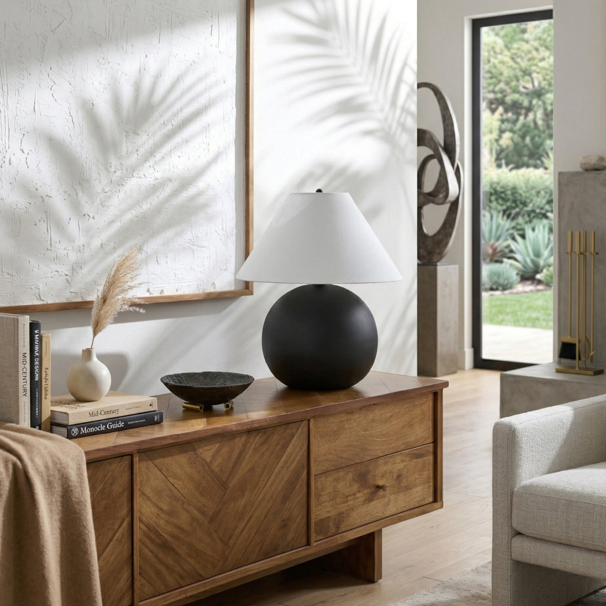Modern European furniture - Black Round Ceramic Table Lamp - www.oroa.com | Oroa.com