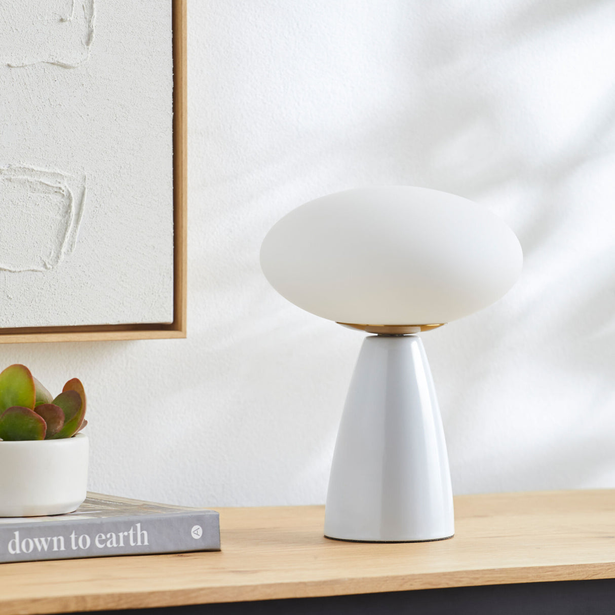 Modern European furniture - Oval White Glass Table Lamp - www.oroa.com | Oroa.com