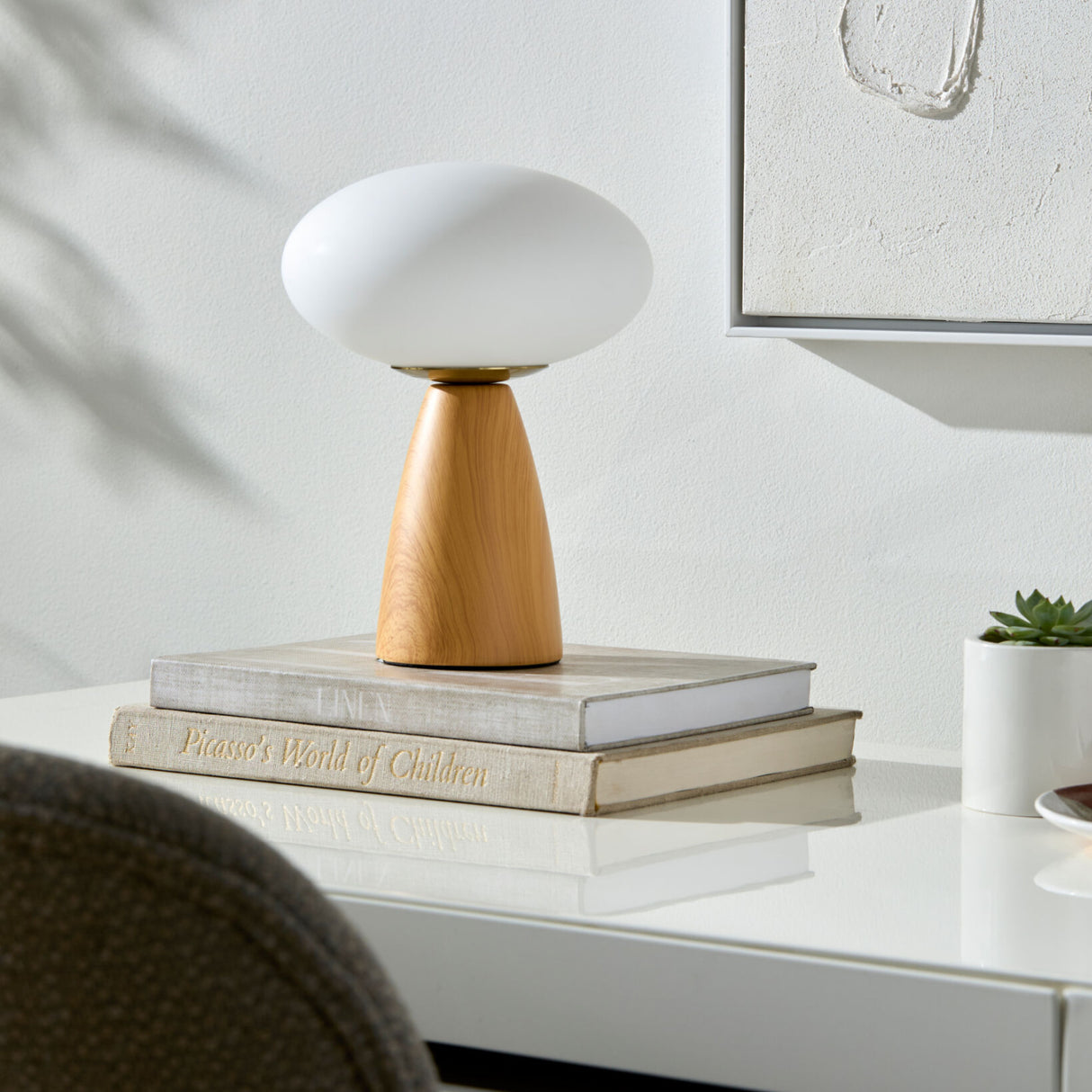 Modern European furniture - Oval White Glass Table Lamp - www.oroa.com | Oroa.com