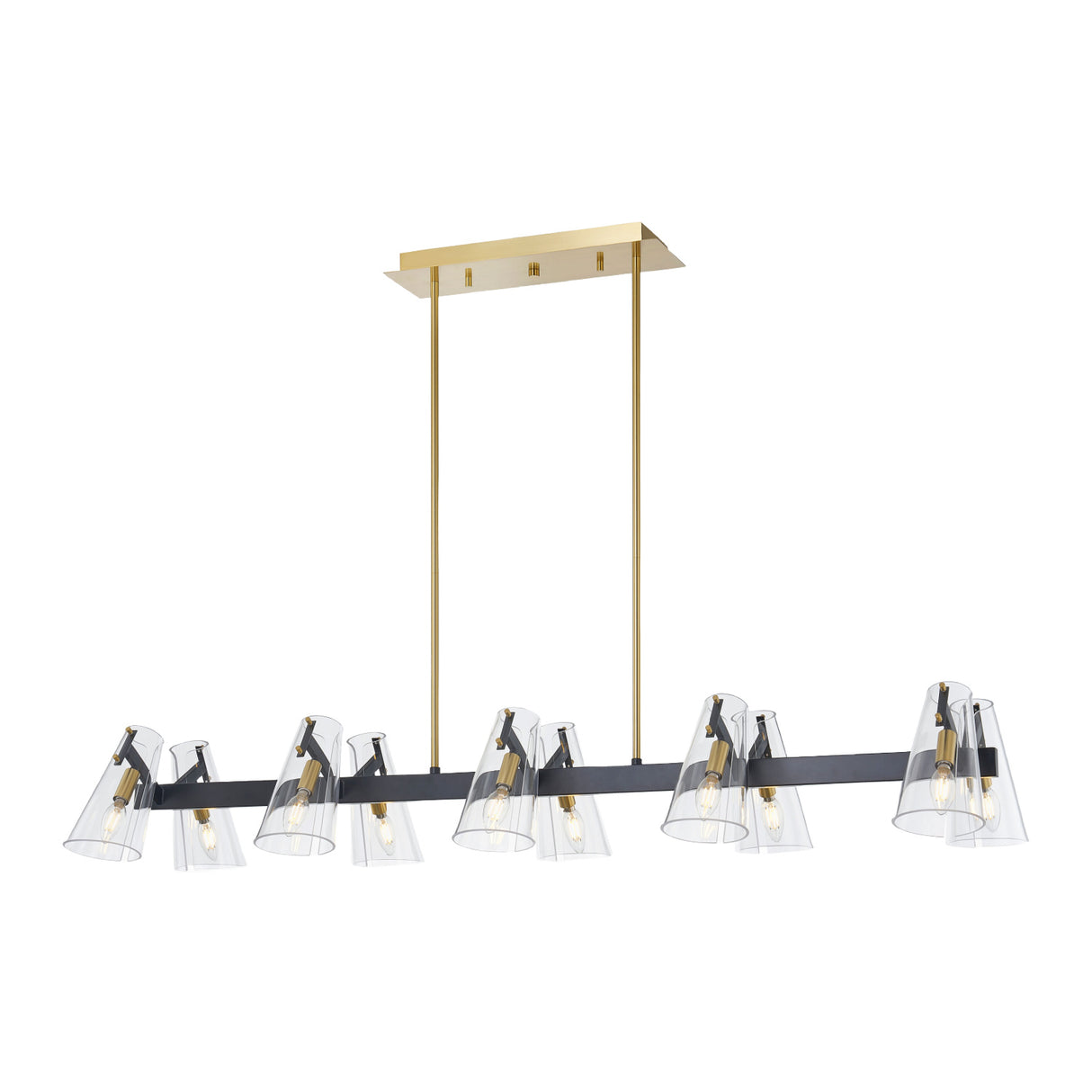 Modern European furniture - Clear Glass 12-Light Linear Chandelier - www.oroa.com | Oroa.com