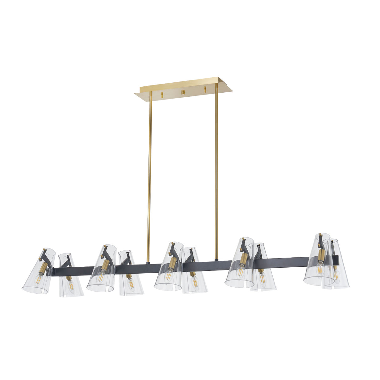 Modern European furniture - Clear Glass 12-Light Linear Chandelier - www.oroa.com | Oroa.com