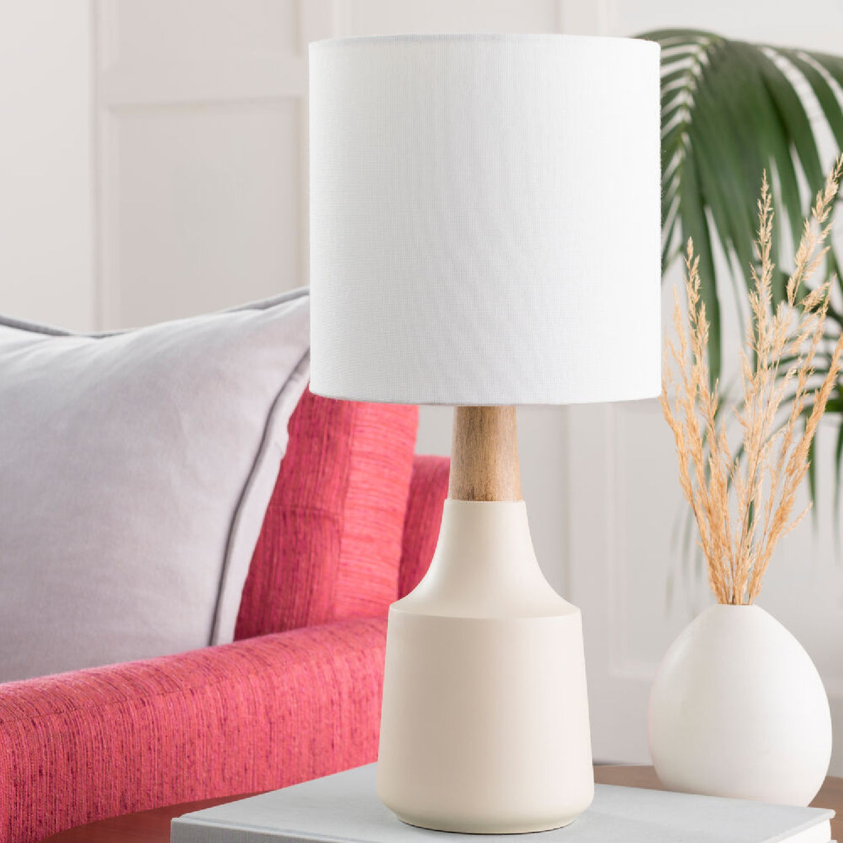 Modern European furniture - Drum Linen Shade Table Lamp - www.oroa.com | Oroa.com