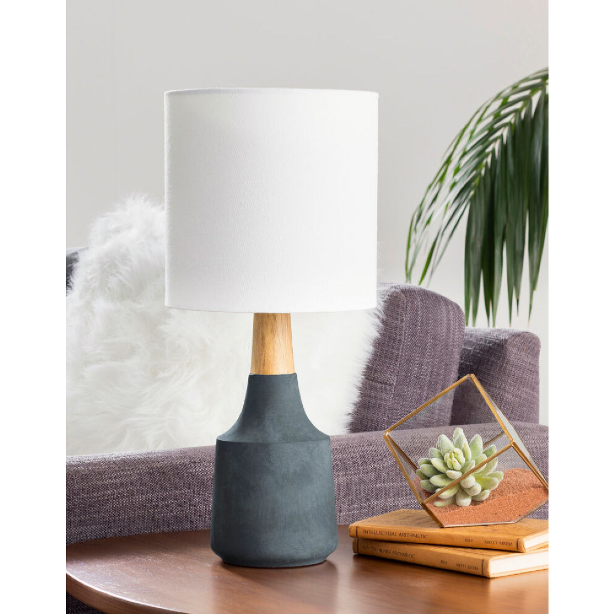 Modern European furniture - Drum Linen Shade Table Lamp - www.oroa.com | Oroa.com