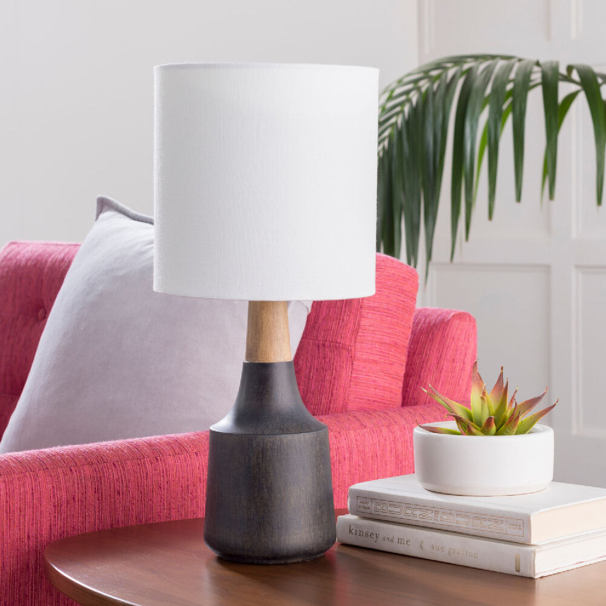 Modern European furniture - Drum Linen Shade Table Lamp - www.oroa.com | Oroa.com
