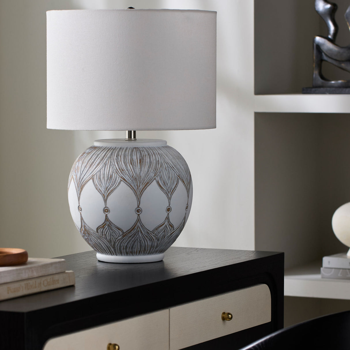 White Painted Accent Table Lamp | Oroa.com
