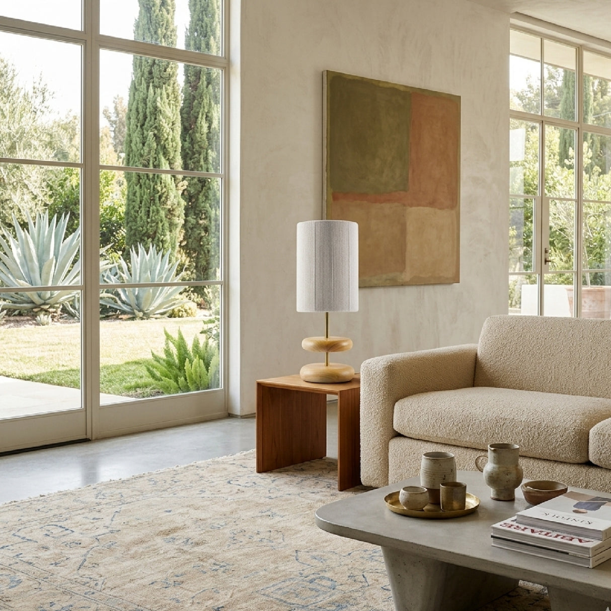 Modern European furniture - White Jute Accent Table Lamp - www.oroa.com | Oroa.com