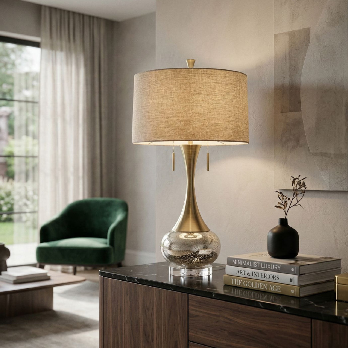 Modern European furniture - Crackle Gold Accent Table Lamp - www.oroa.com | Oroa.com