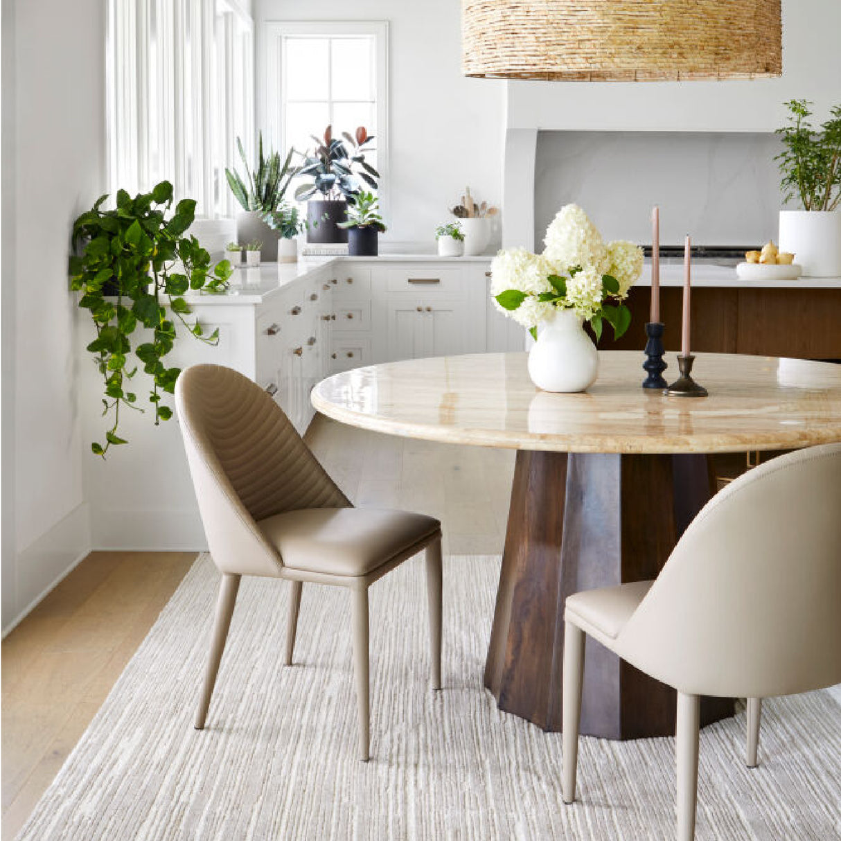 Round Travertine Dining Table | Oroa.com