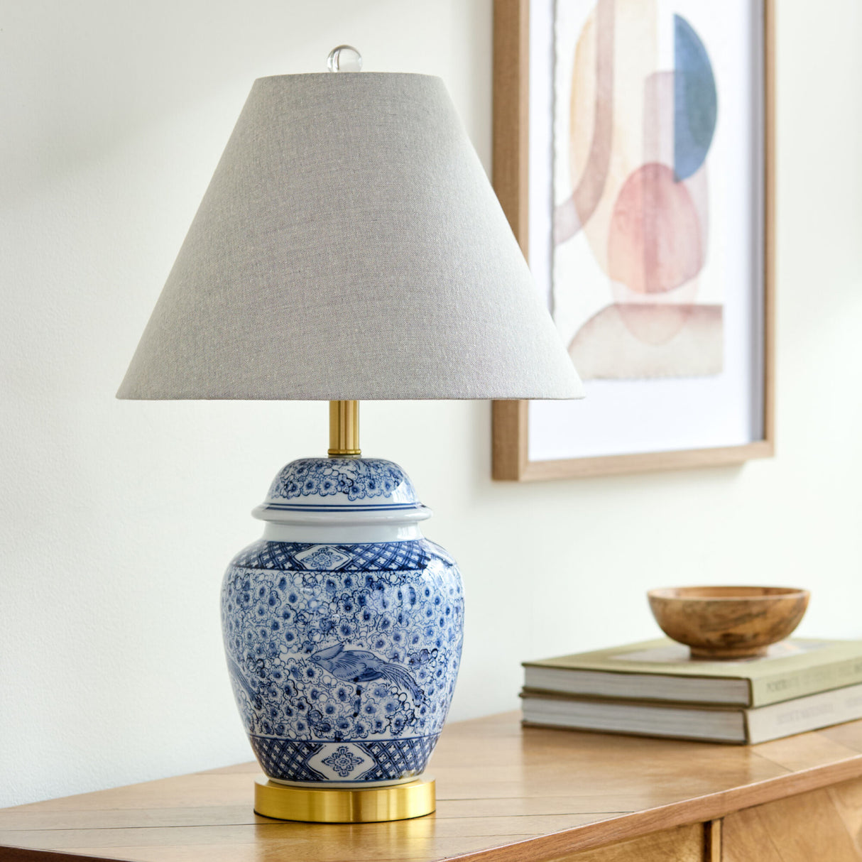 Modern European furniture - Floral Print Ceramic Table Lamp - www.oroa.com | Oroa.com