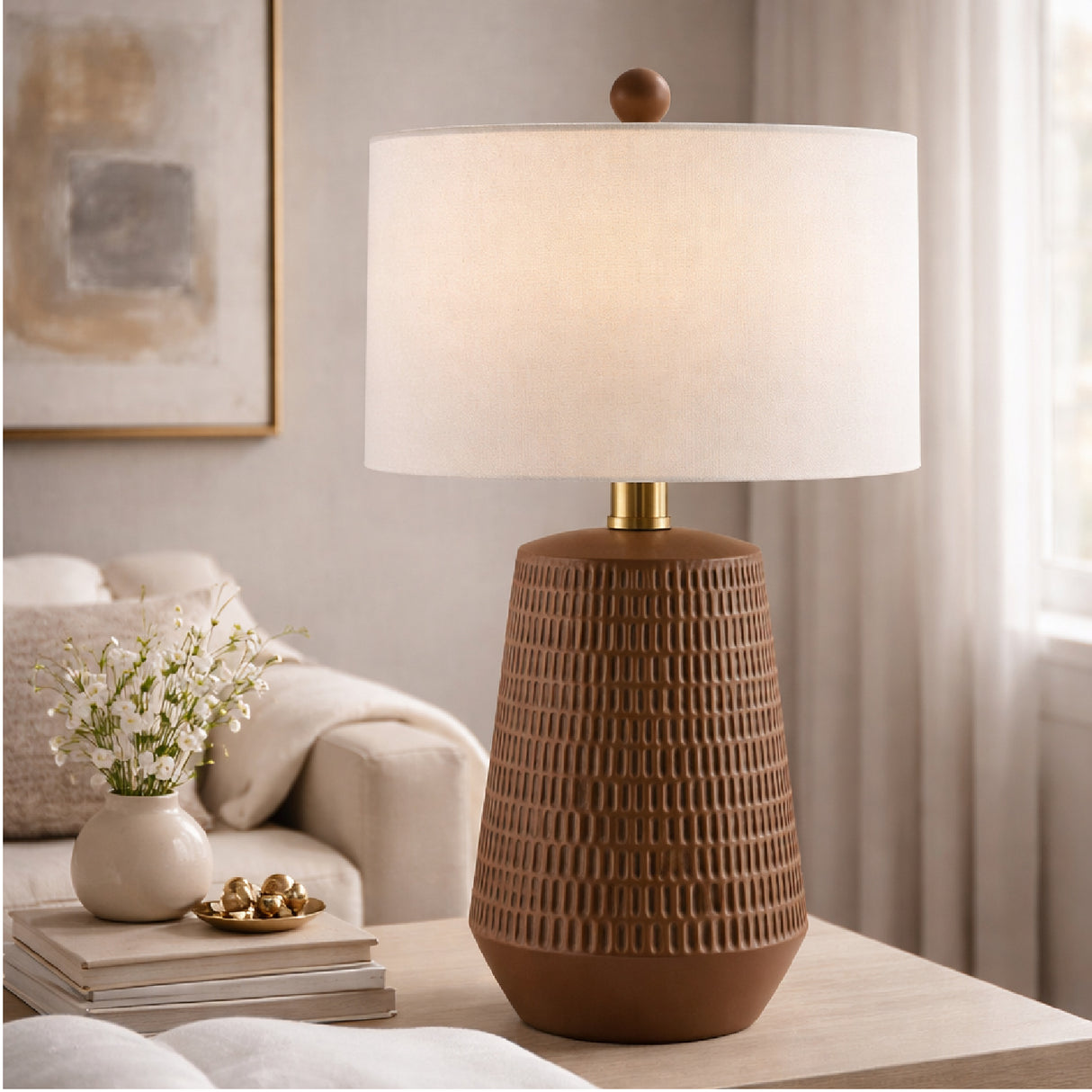 Modern European furniture - Organic-Carved Base Table Lamp - www.oroa.com | Oroa.com