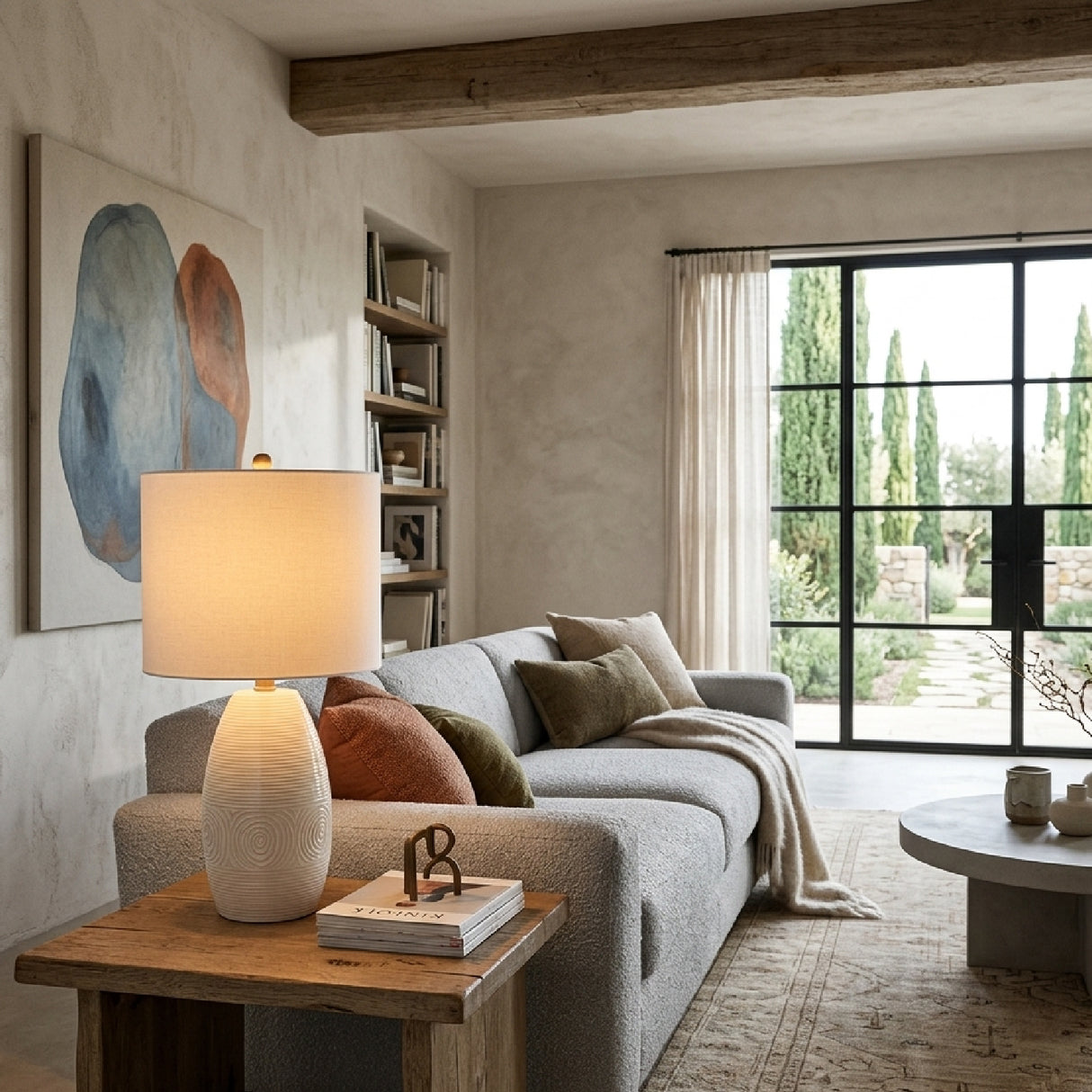 Modern European furniture - White Linen Ceramic Table Lamp - www.oroa.com | Oroa.com