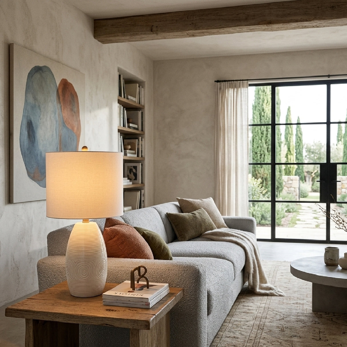 Modern European furniture - White Linen Ceramic Table Lamp - www.oroa.com | Oroa.com