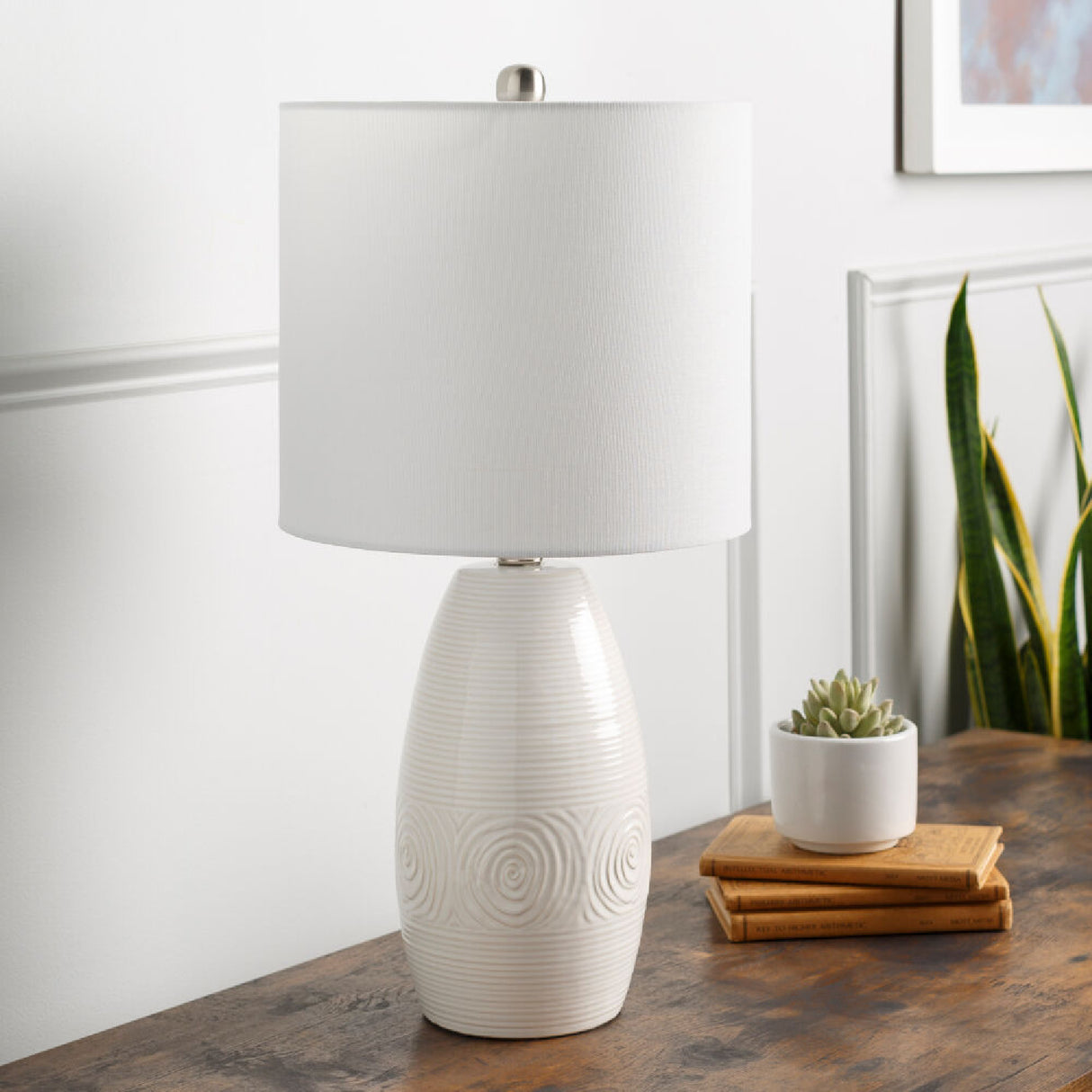 Modern European furniture - White Linen Ceramic Table Lamp - www.oroa.com | Oroa.com