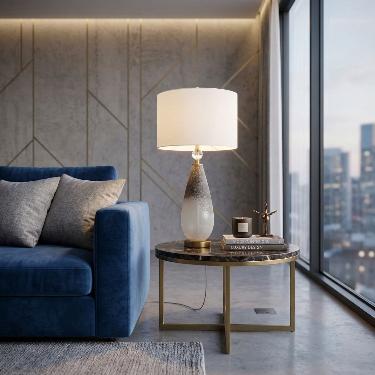 Frosted Black Glass Table Lamp | Oroa.com