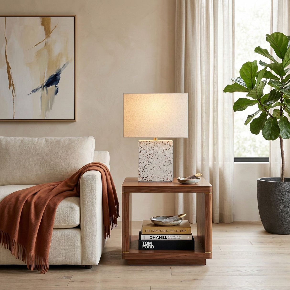 Modern European furniture - Brushed White Concrete Table Lamp - www.oroa.com | Oroa.com