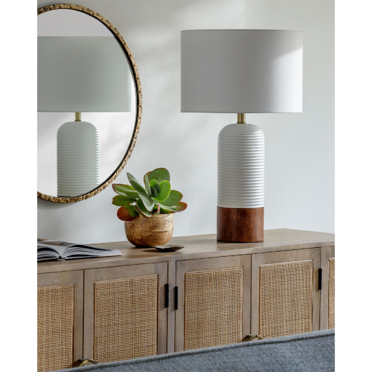 Modern European furniture - White Drum Linen Table Lamp - www.oroa.com | Oroa.com