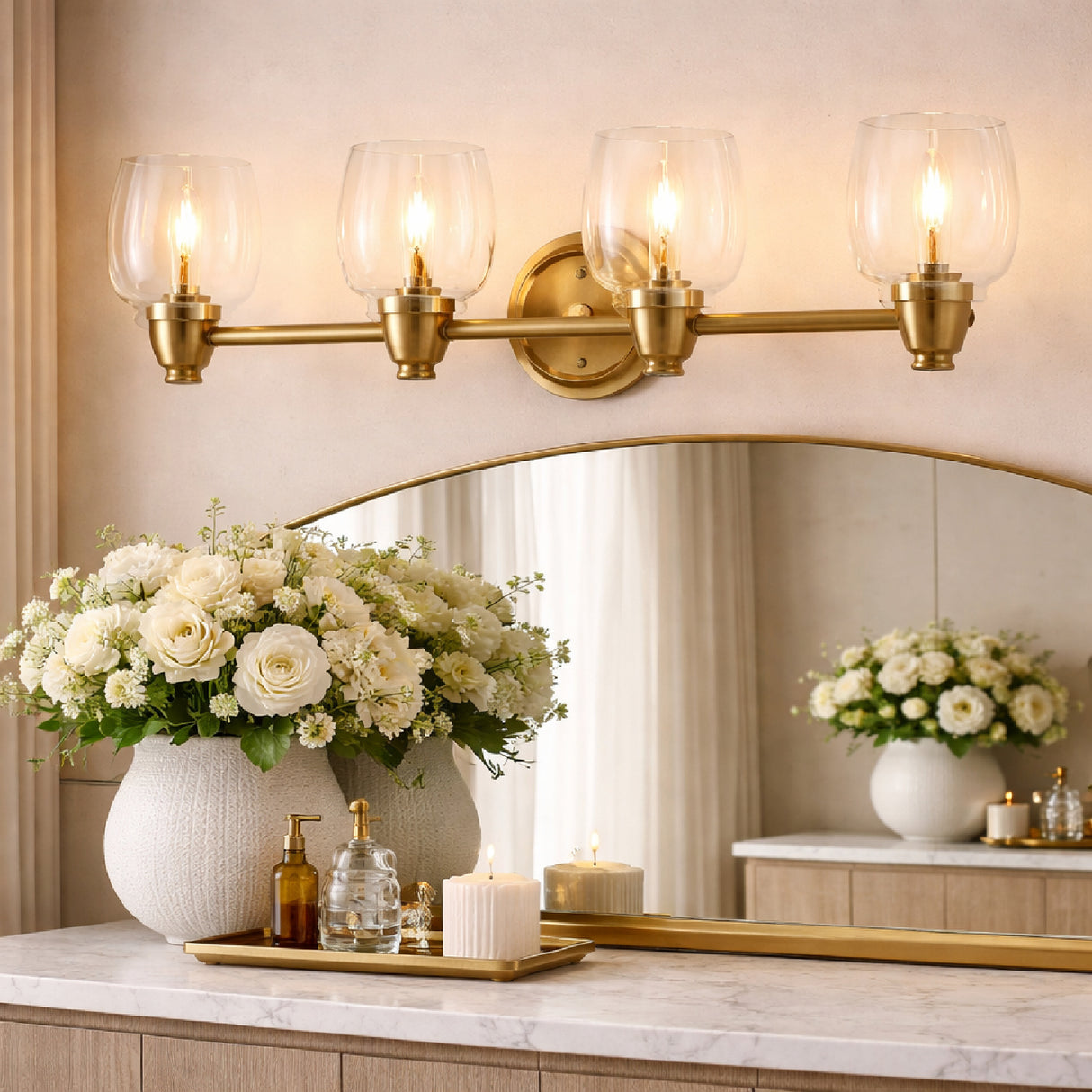 Modern European furniture - Gold Framed Glass Wall Lamp - www.oroa.com | Oroa.com