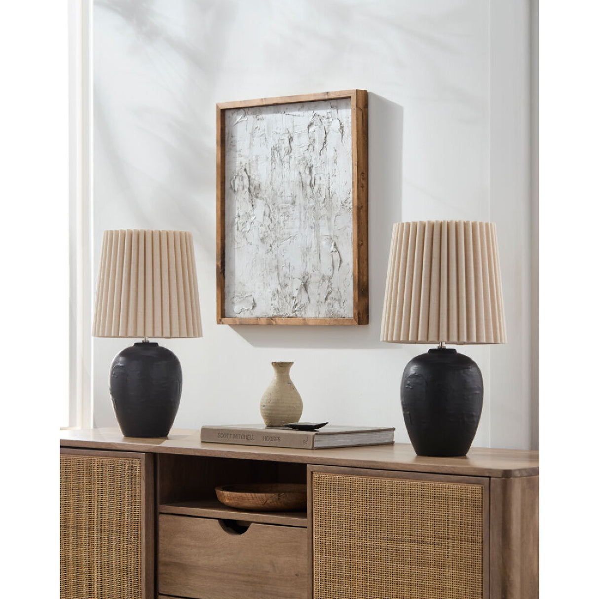 Modern European furniture - Pleated Linen Ceramic Table Lamps (2) - www.oroa.com | Oroa.com