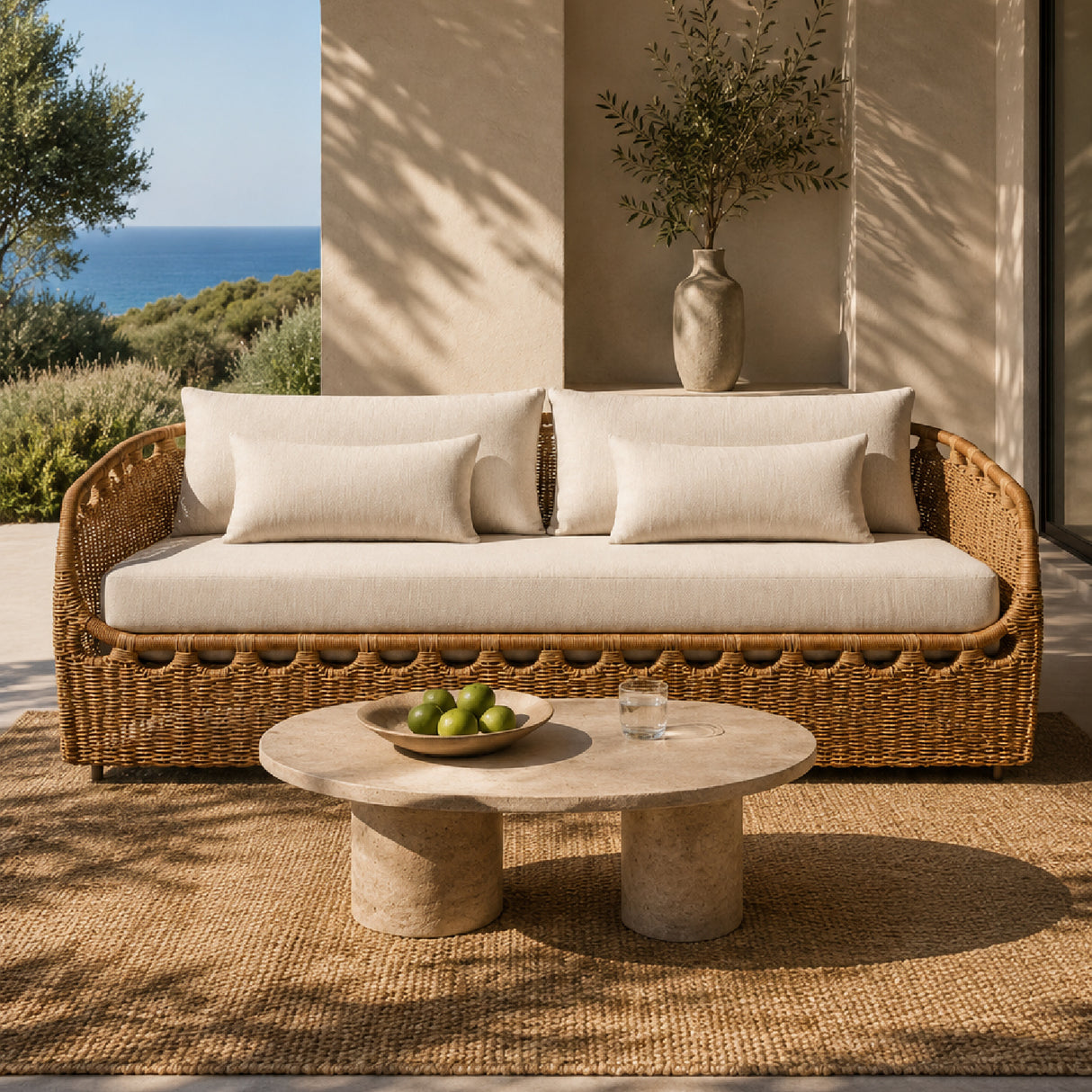 Modern European furniture - Hand-Woven Wicker Outdoor Sofa - www.oroa.com | Oroa.com
