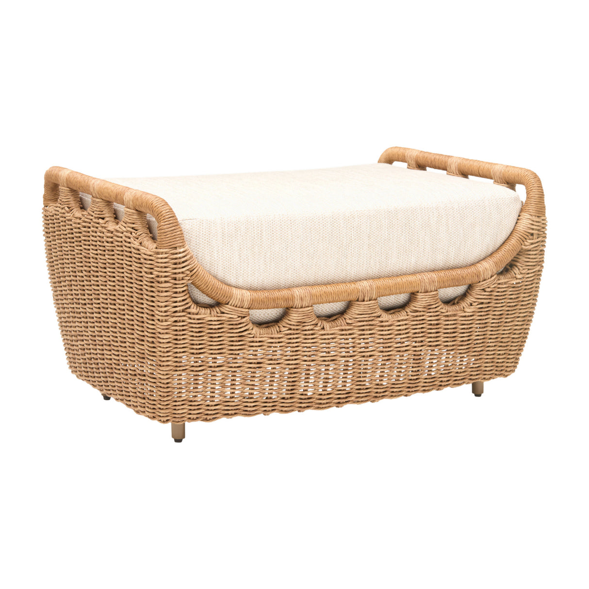 Modern European furniture - Hand-Woven Wicker Outdoor Ottoman - www.oroa.com | Oroa.com