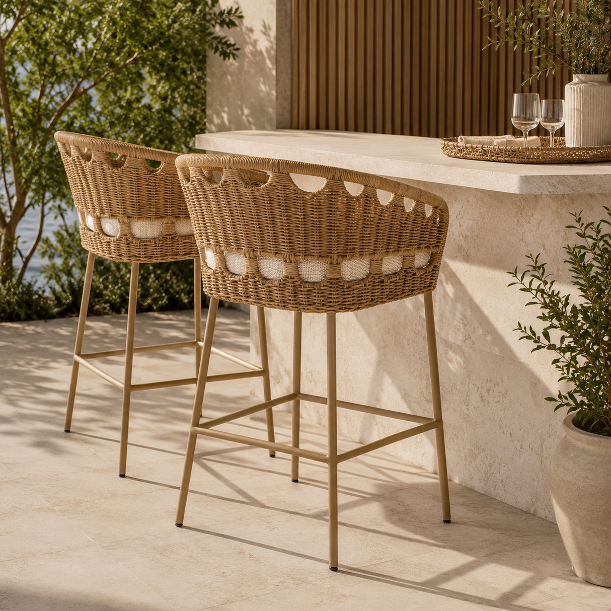 Modern European furniture - Hand-Woven Wicker Outdoor Counter Stool - www.oroa.com | Oroa.com