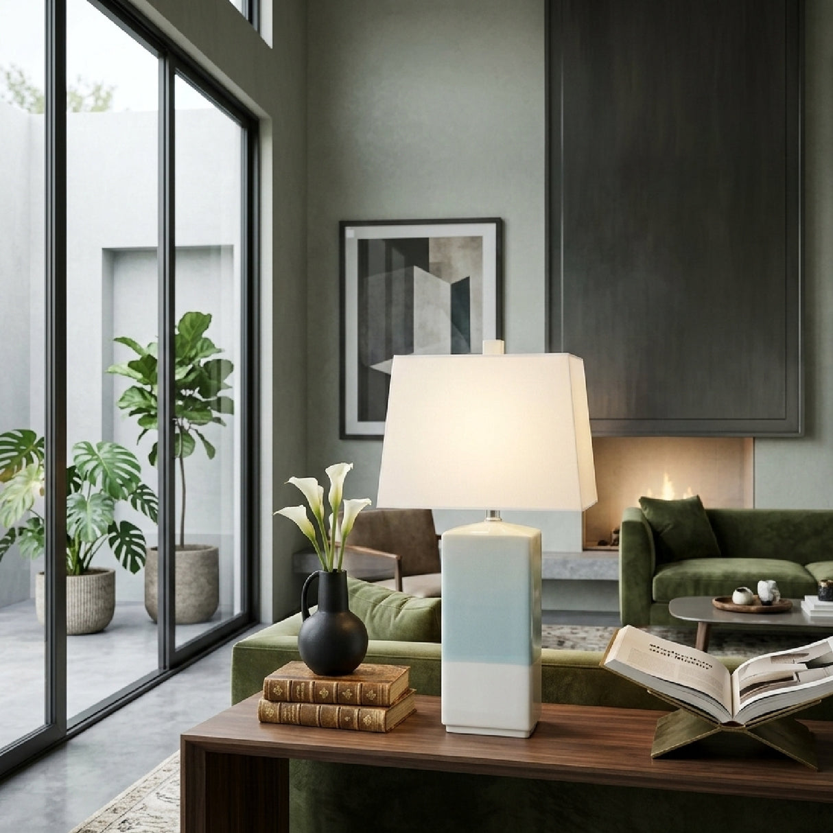 Modern European furniture - Turquoise Ceramic Accent Table Lamp - www.oroa.com | Oroa.com