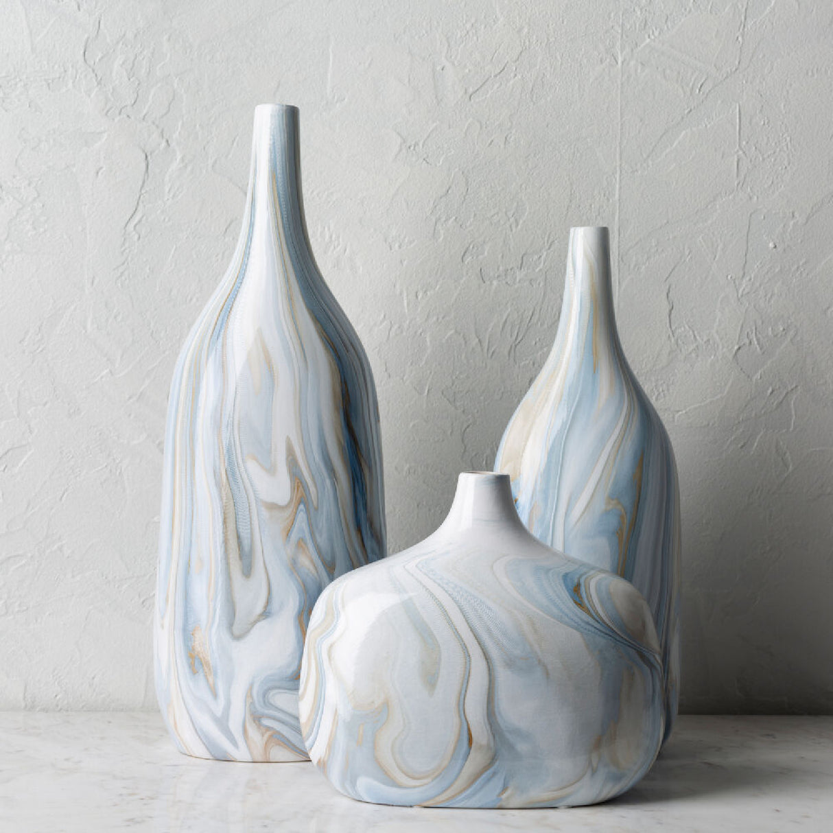Modern European furniture - Marbled Ceramic Outdoor Vases (3) - www.oroa.com | Oroa.com