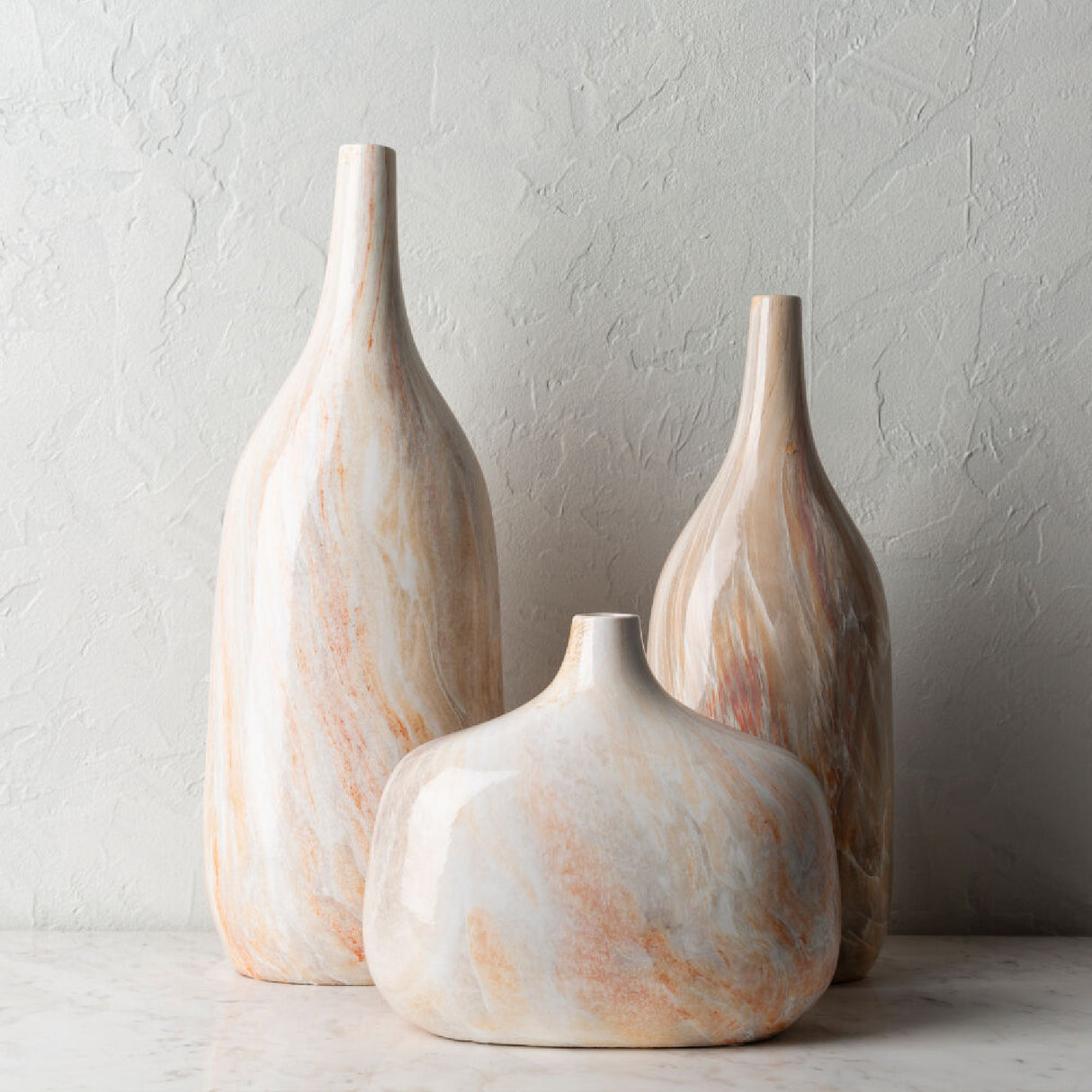 Modern European furniture - Marbled Ceramic Outdoor Vases (3) - www.oroa.com | Oroa.com