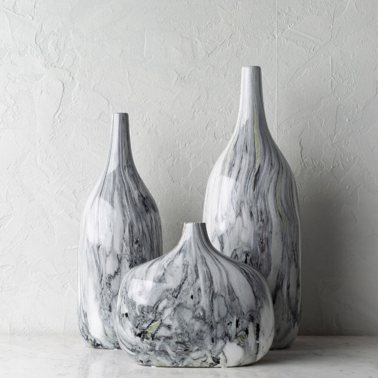 Modern European furniture - Marbled Ceramic Outdoor Vases (3) - www.oroa.com | Oroa.com