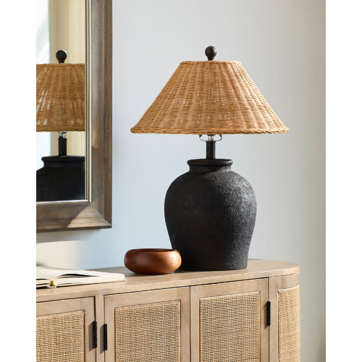 Modern European furniture - Brown Rattan Ceramic Table Lamp - www.oroa.com | Oroa.com