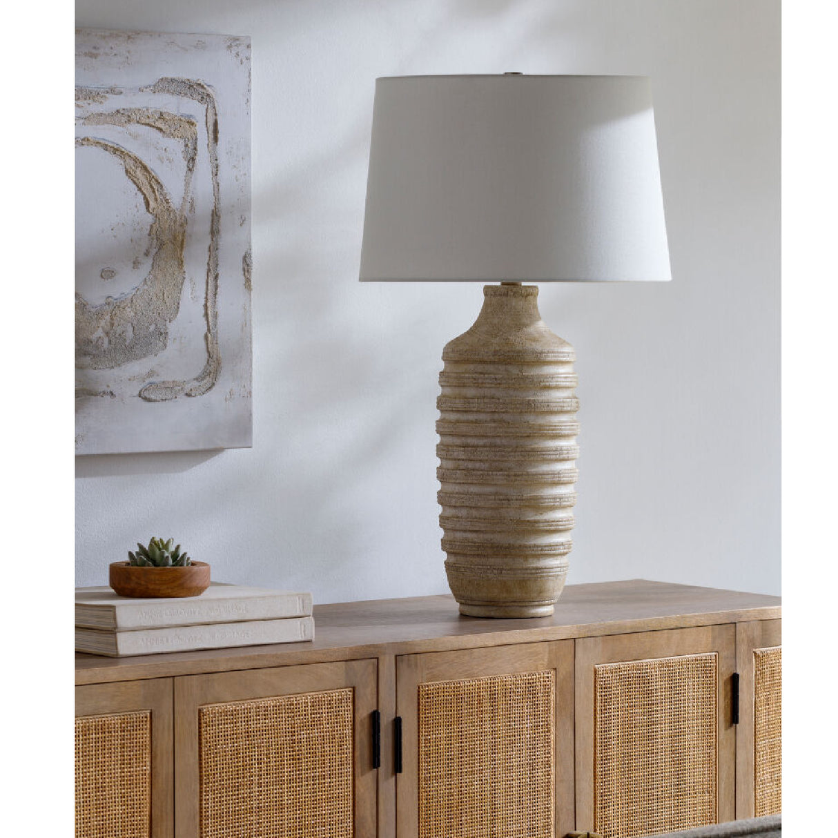 Modern European furniture - Brown Base Linen Table Lamp - www.oroa.com | Oroa.com