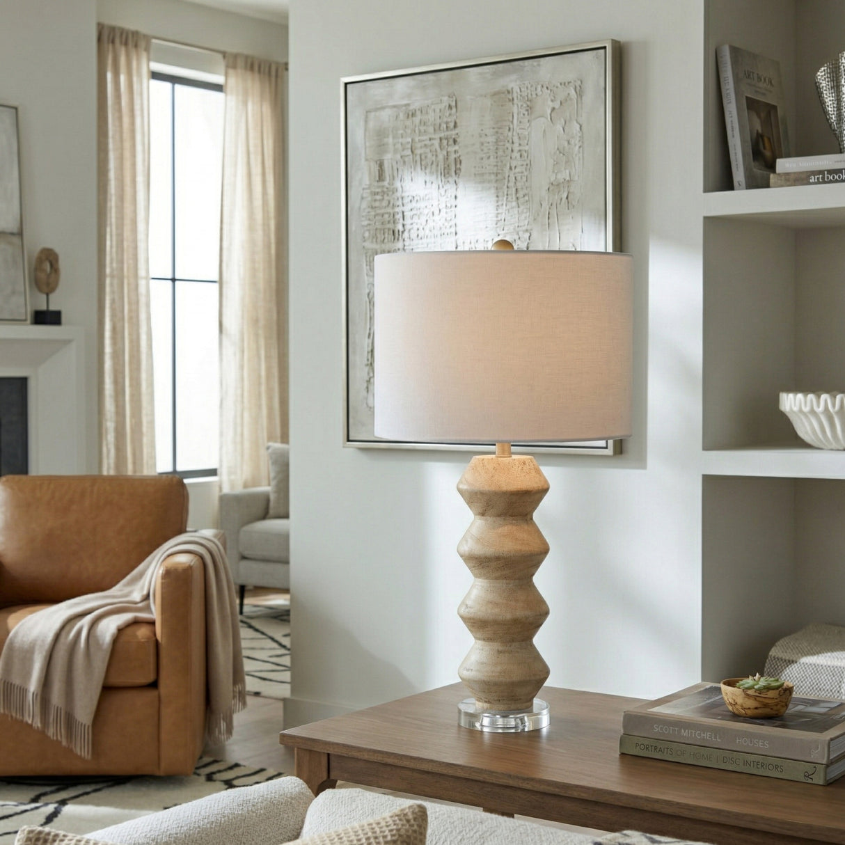 Modern European furniture - Geometrical Base Linen Table Lamp - www.oroa.com | Oroa.com