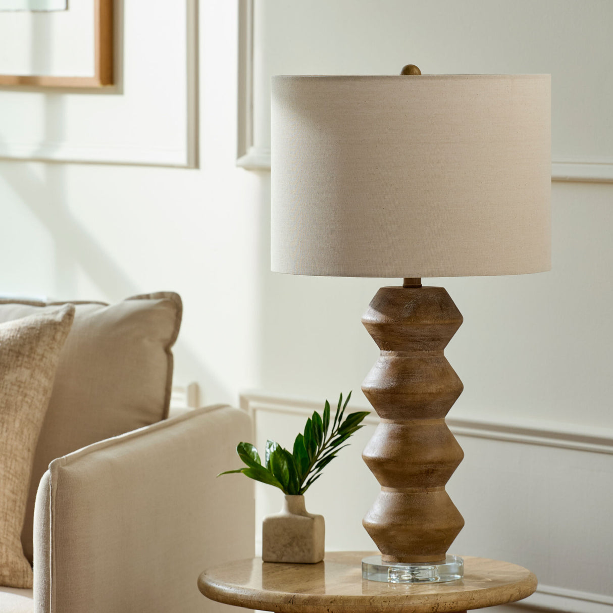 Modern European furniture - Geometrical Base Linen Table Lamp - www.oroa.com | Oroa.com