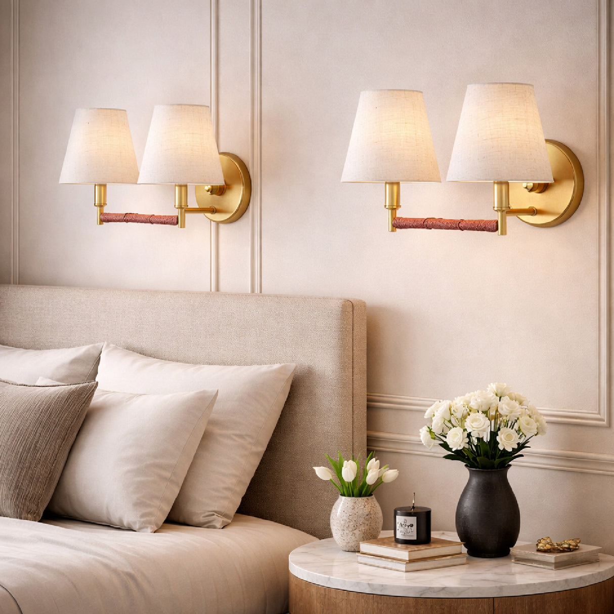 Modern European furniture - Fabric Shade 2-Light Wall Lamp - www.oroa.com | Oroa.com