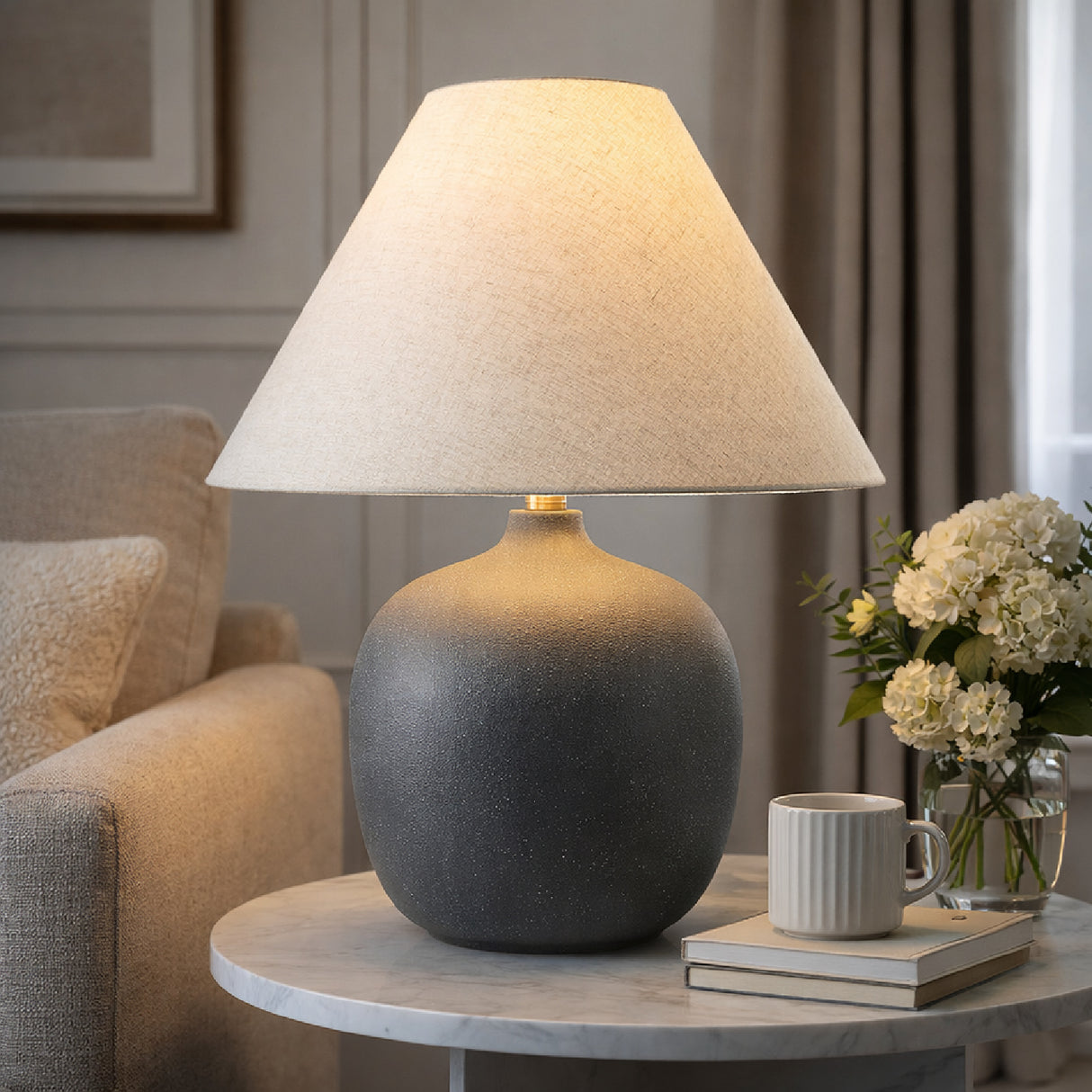Modern European furniture - Empire Linen Shade Table Lamp - www.oroa.com | Oroa.com