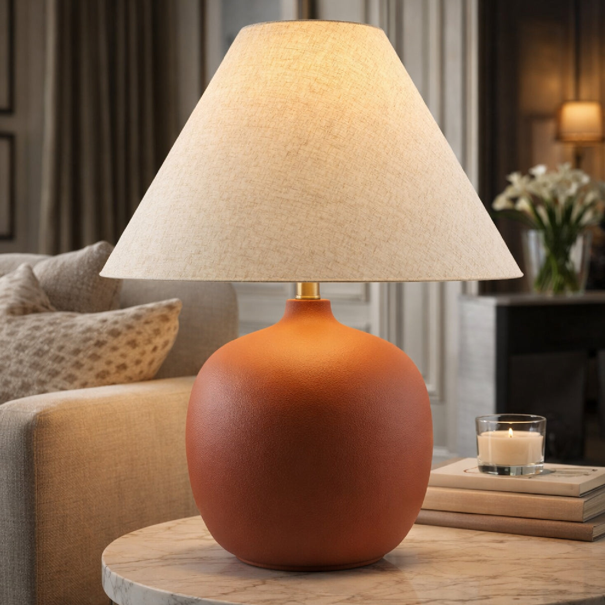 Modern European furniture - Empire Linen Shade Table Lamp - www.oroa.com | Oroa.com