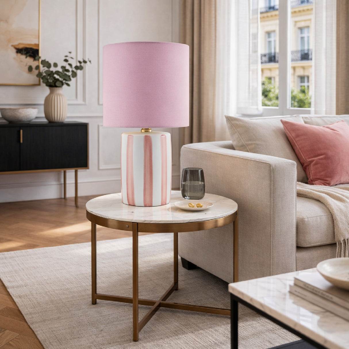 Modern European furniture - Striped Ceramic Linen Table Lamp - www.oroa.com | Oroa.com