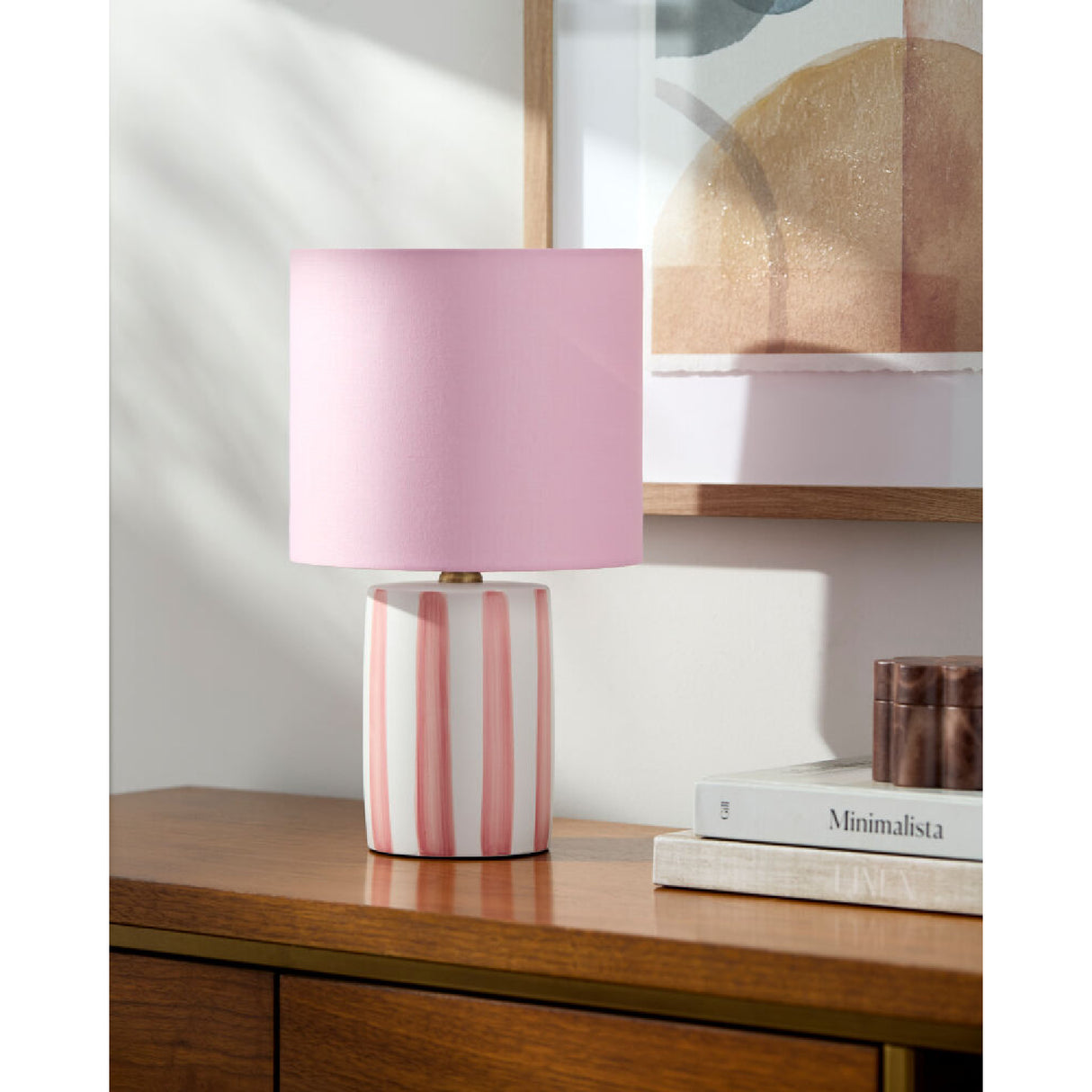 Modern European furniture - Striped Ceramic Linen Table Lamp - www.oroa.com | Oroa.com