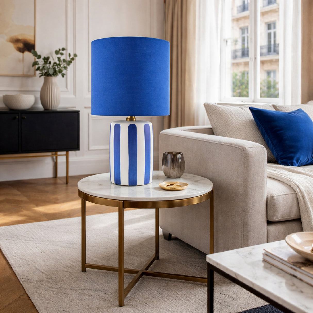 Modern European furniture - Striped Ceramic Linen Table Lamp - www.oroa.com | Oroa.com