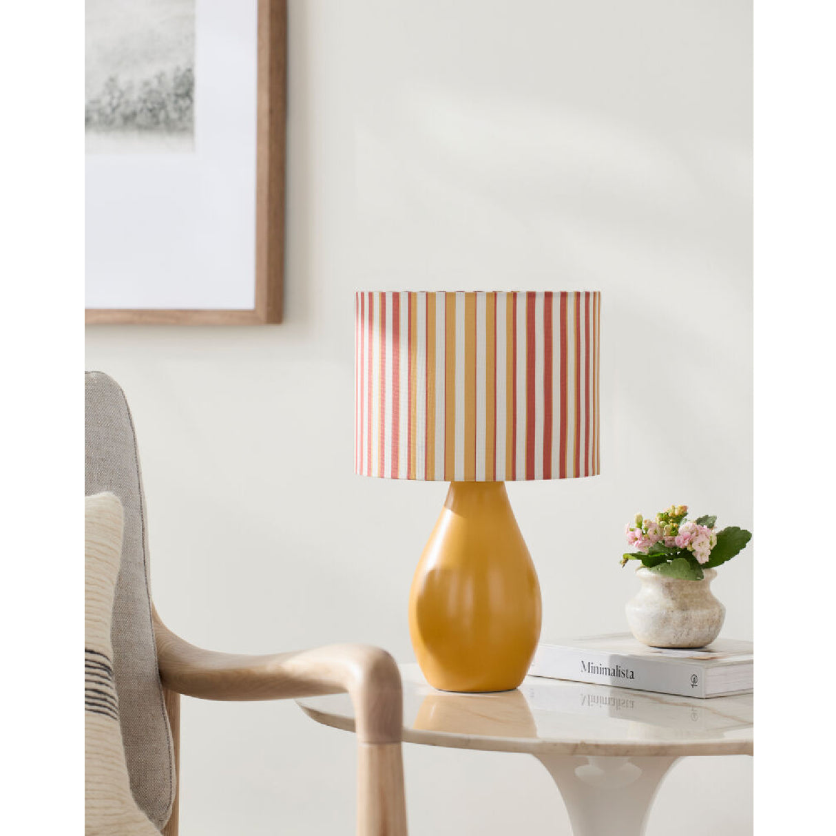 Modern European furniture - Striped Linen Ceramic Table Lamp - www.oroa.com | Oroa.com