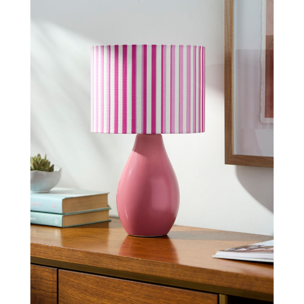 Modern European furniture - Striped Linen Ceramic Table Lamp - www.oroa.com | Oroa.com