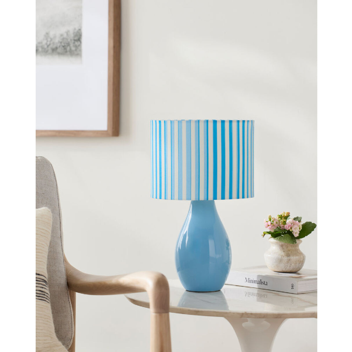 Modern European furniture - Striped Linen Ceramic Table Lamp - www.oroa.com | Oroa.com
